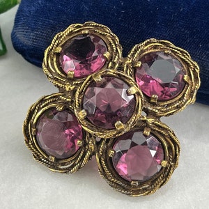 Purple Glass Costume Jewelry Brooch - Vintage Gift for Women