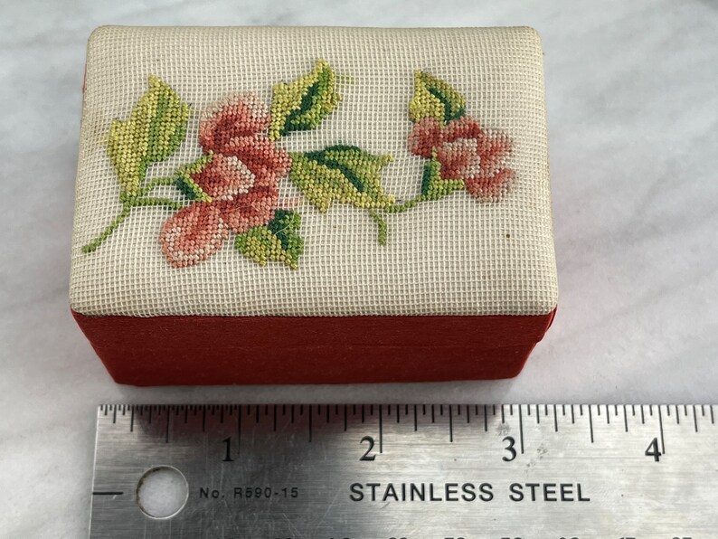 Red Embossed Box Red Satin Box With Floral Embroidered Lid - Etsy