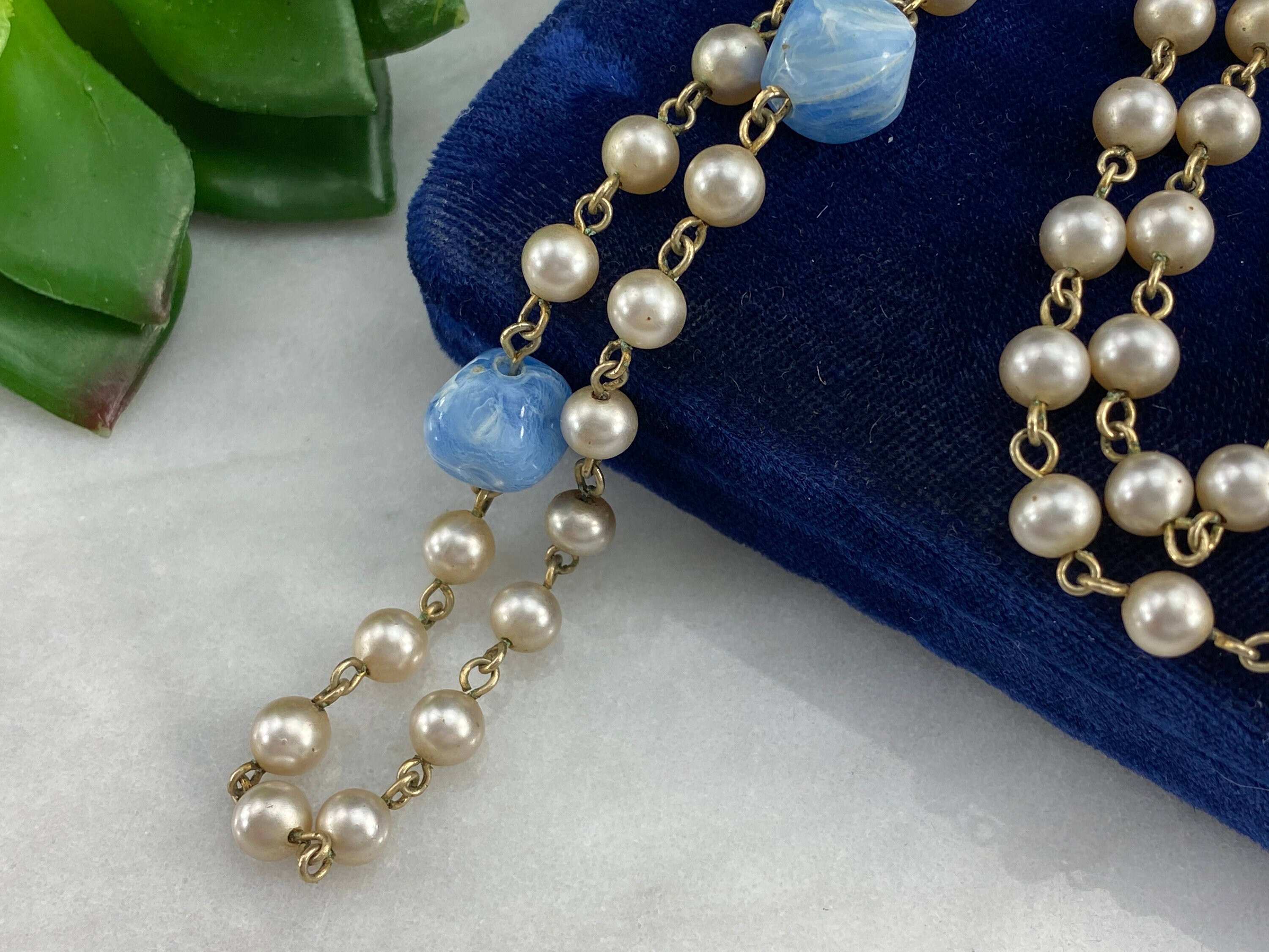 Long Pearl Chain Necklace Vintage 