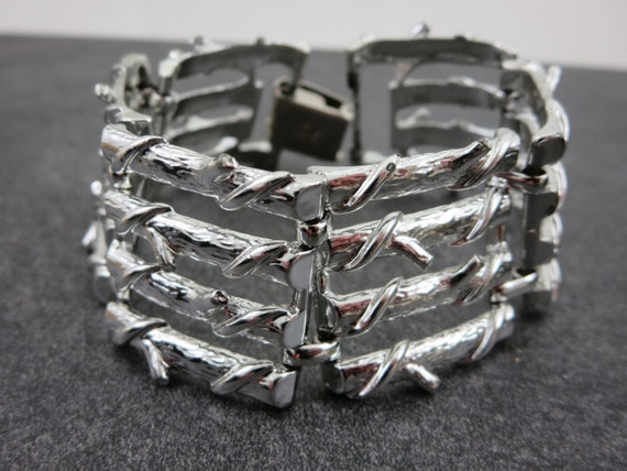 Wide Silver Branch Bracelet - Costume Jewelry - image 2