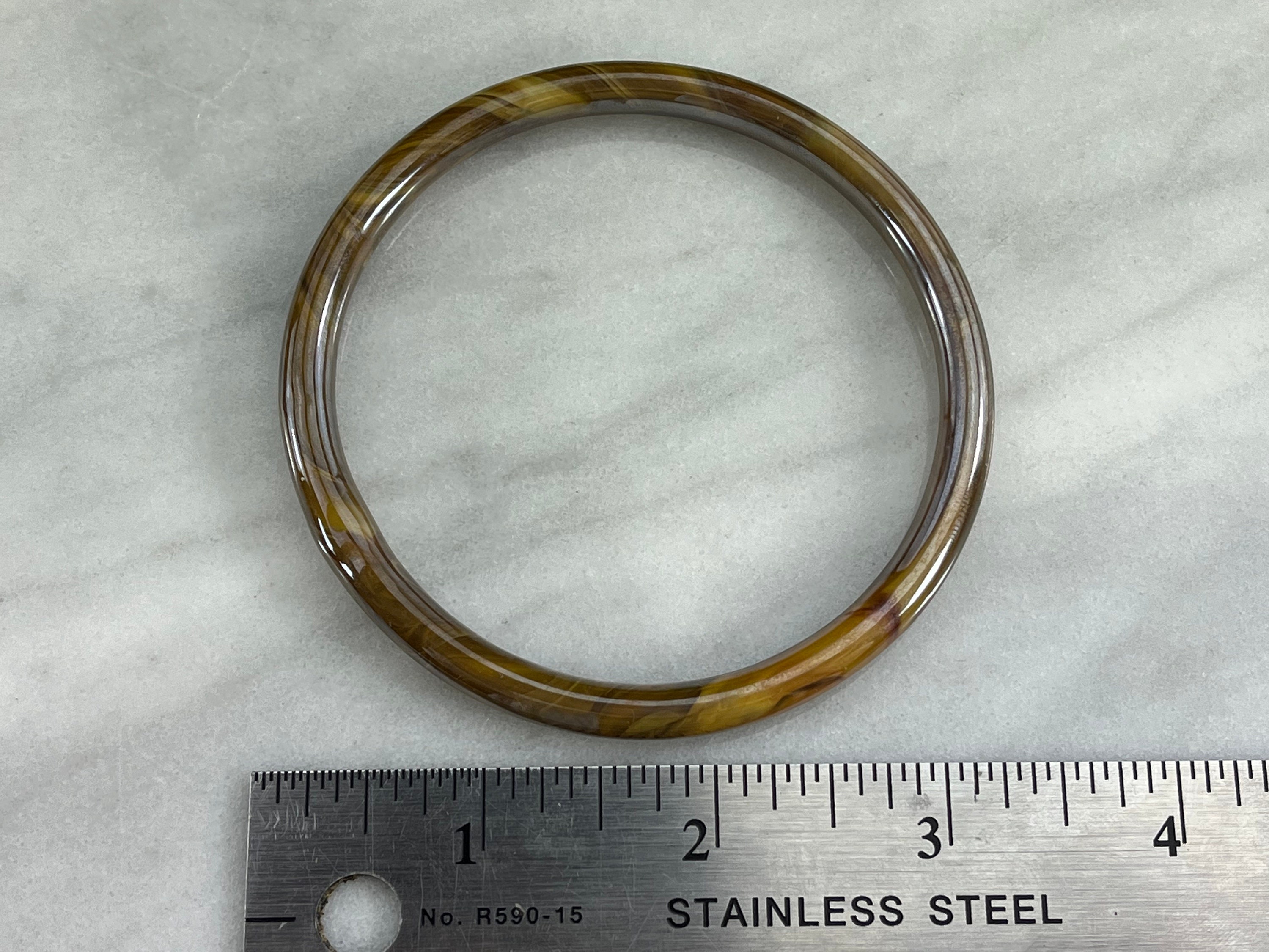 Art Glass Bangle Bracelet - Vintage Jewelry Marbled