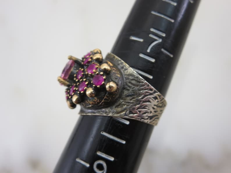 Pink Sapphire Statement Ring Gold over Sterling Silver Cluster Rings for Women Size 8 Genuine Sapphires with Pink CZ