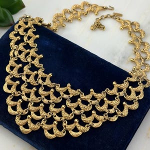 Monet Egyptian Gold Collar Necklace - Massive Runway Style Costume Jewelry Necklaces for Women 1960s