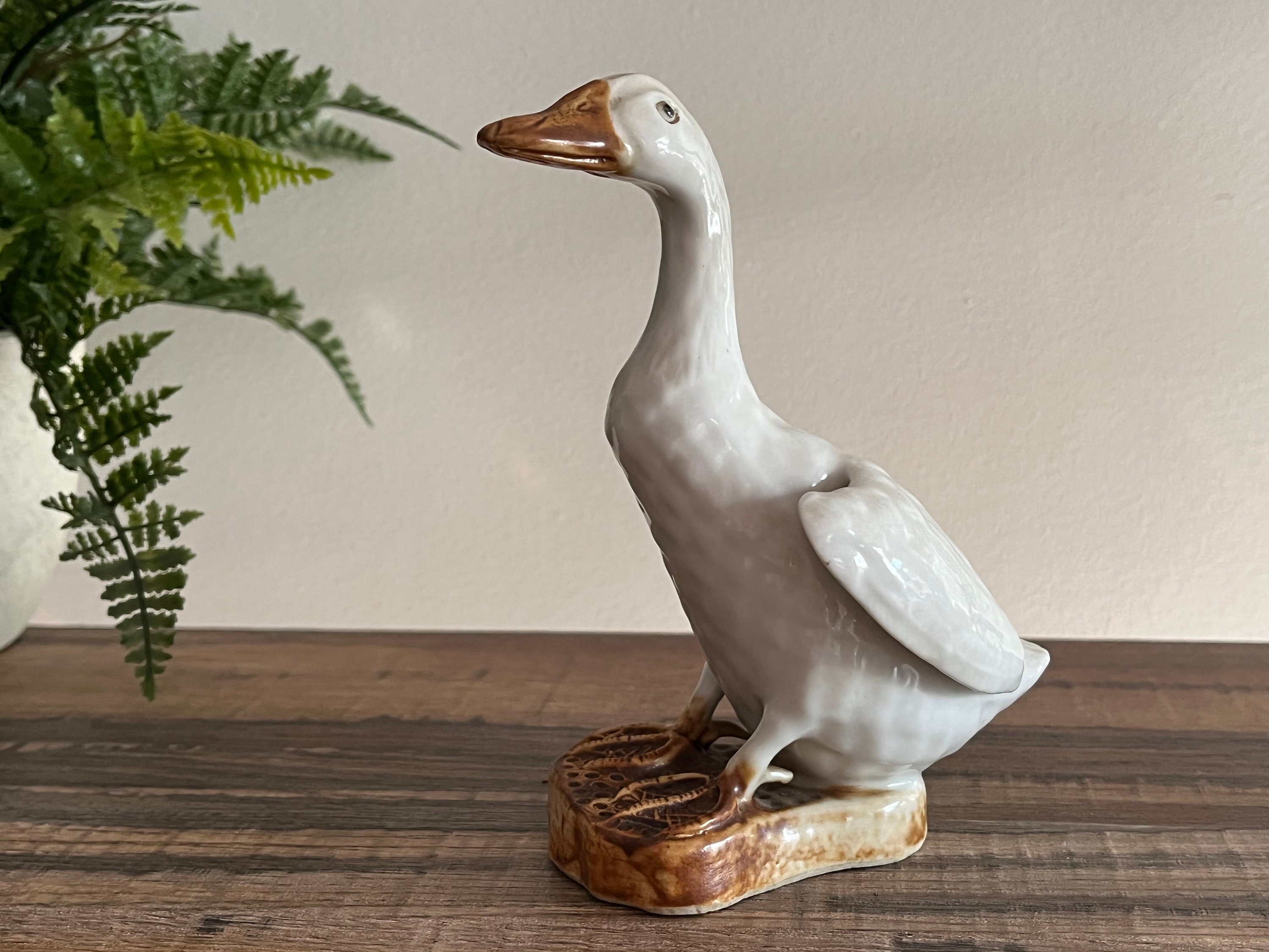 ガチョウの置物 中国製マジョリカガチョウの置物 - 白仕上げの鳥の像 - Etsy 日本
