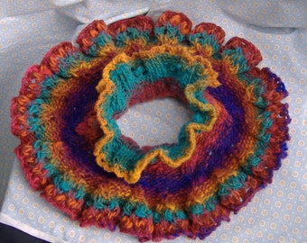 Ruffled Noro Knitted Neckwarmer