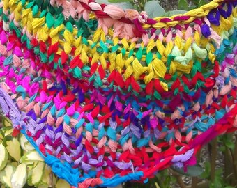 Triangular Chunky Knit Georgette Scarf