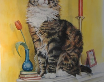Original Painting - Cat On The Mantle