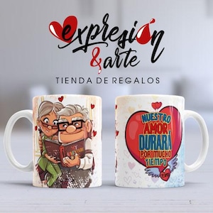 ELLIE ET CARL Saint-Valentin amoureux modèles tasses tasses Phrases amour téléchargement instantané modifiable photoshop PNG