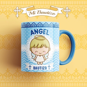 Hermosos diseños para bautizo Recuerdos Tazas Mugs Sublimacion Plantillas angelitos niño niña Descarga Instantánea  11 oz