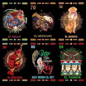 Mexican Lottery New VOL2 Designs Handmade DTF Sublimation PNG Instant Download 34 Designs Templates Huichol Aztec Stained Glass