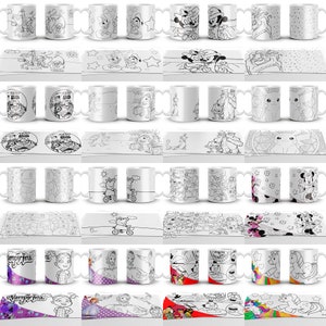 100 Designs to color mugs labyrinths caricatures, sublimation Coloring Designs: Mugs, , Mazes, Caricatures, Sublimation