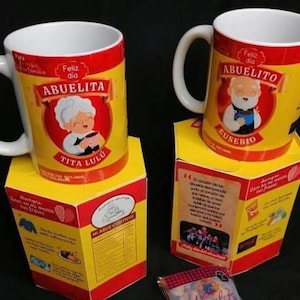 10 Diseños Chocolate Abuelita Abuelito Tazas Mug Sublimacion Plantillas Dia del abuelo Foto Marco + Cajita