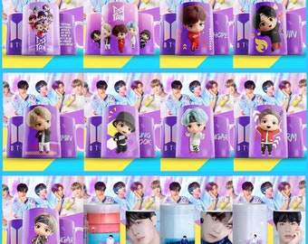 BTS kpop 45 Templates Sublimation Cups Mugs Design 45 Templates K POP instant download Chibi Cartoon