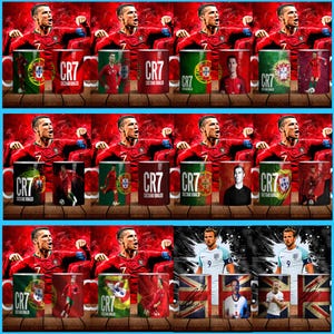 Superstar soccer football CR7 Messi MBAPPE Neymar Modric Kane Pele Sublimation MUGS Super stars National teams 74 Templates Sublimate Mugs