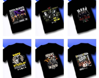 19 Designs Music Rock Bands in Spanish DTF Dark Backgrounds Artists Singers Groups PNG Instant Download
