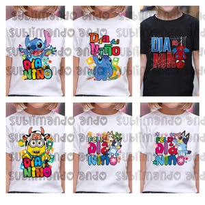 26 Diseños Dia del niño Caricaturas infantiles PNG Sublimacion DTF, Niños Niñas Impresion manualidades Descarga Instantánea