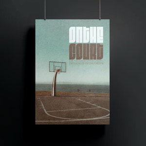 Basketball Hoop Printed Poster, Home Office Wall Art, Digital Collage Prints, Outdoor Court Printed Poster, Thought-Provoking Art