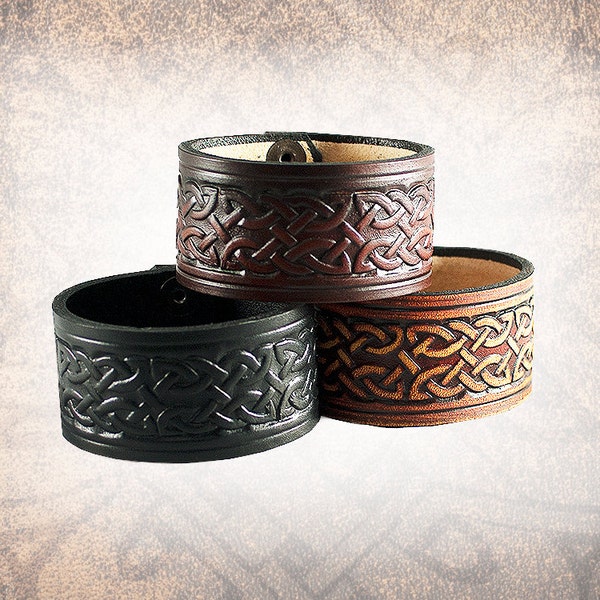 Nœud celtique, Manchette en cuir, Manchette en cuir noir, Bracelet en cuir, Bracelet en cuir, Bracelet en cuir, Manchette celtique - Personnalisé pour vous (1 brassard seulement)