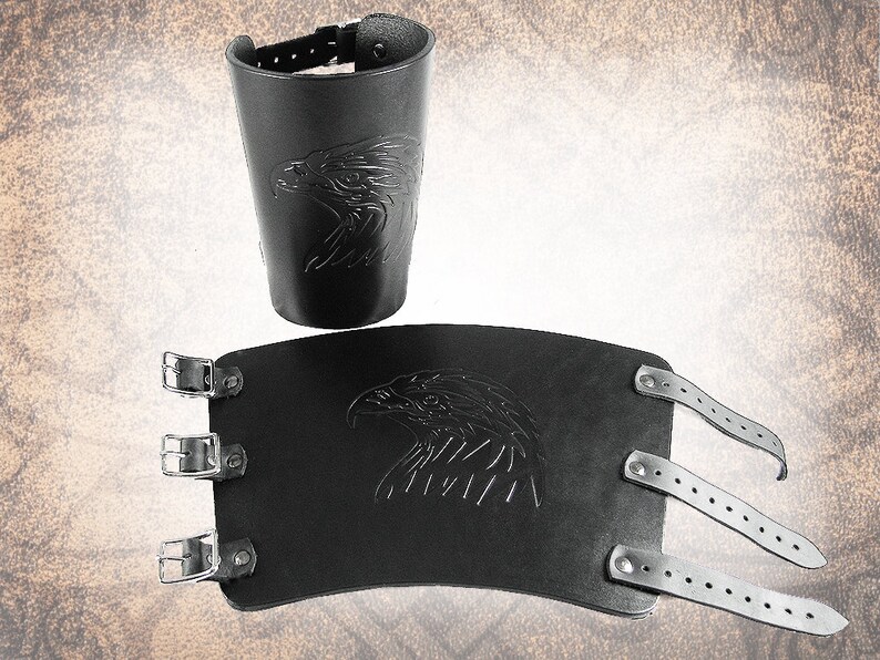 Leather Band Adjustable Leather Cuff Black Leather Cuff 1 pair Black Bracers Custom to You Leather Bracers Eagle Bracers