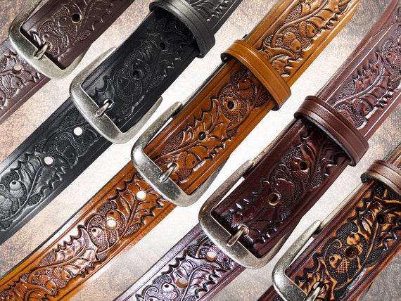 Embossed Full Grain Italian Leather Belt – Custom Leather Canada