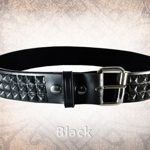 Handmade Studded Leather Belt Wide Pyramid Stud 1.75 Handcrafted Solid Full Grain Italian Leather Belt Punk Biker Steel Brass Black image 2