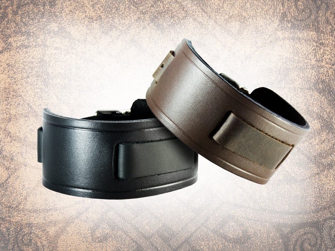 Handmade Leather Watch Cuff Classic Plain Solid Full Grain Italian