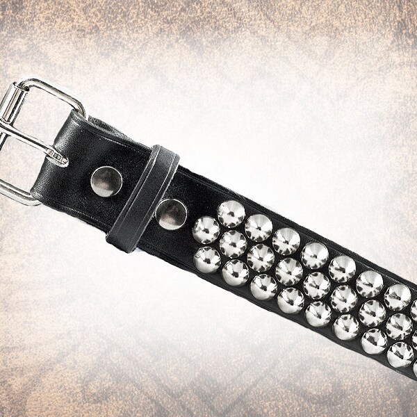 Handmade Studded Leather Belt - Wide Steel Conical Stud (1.75") - Handcrafted Solid Full Grain Italian Leather Belt Biker Punk Heavy Duty