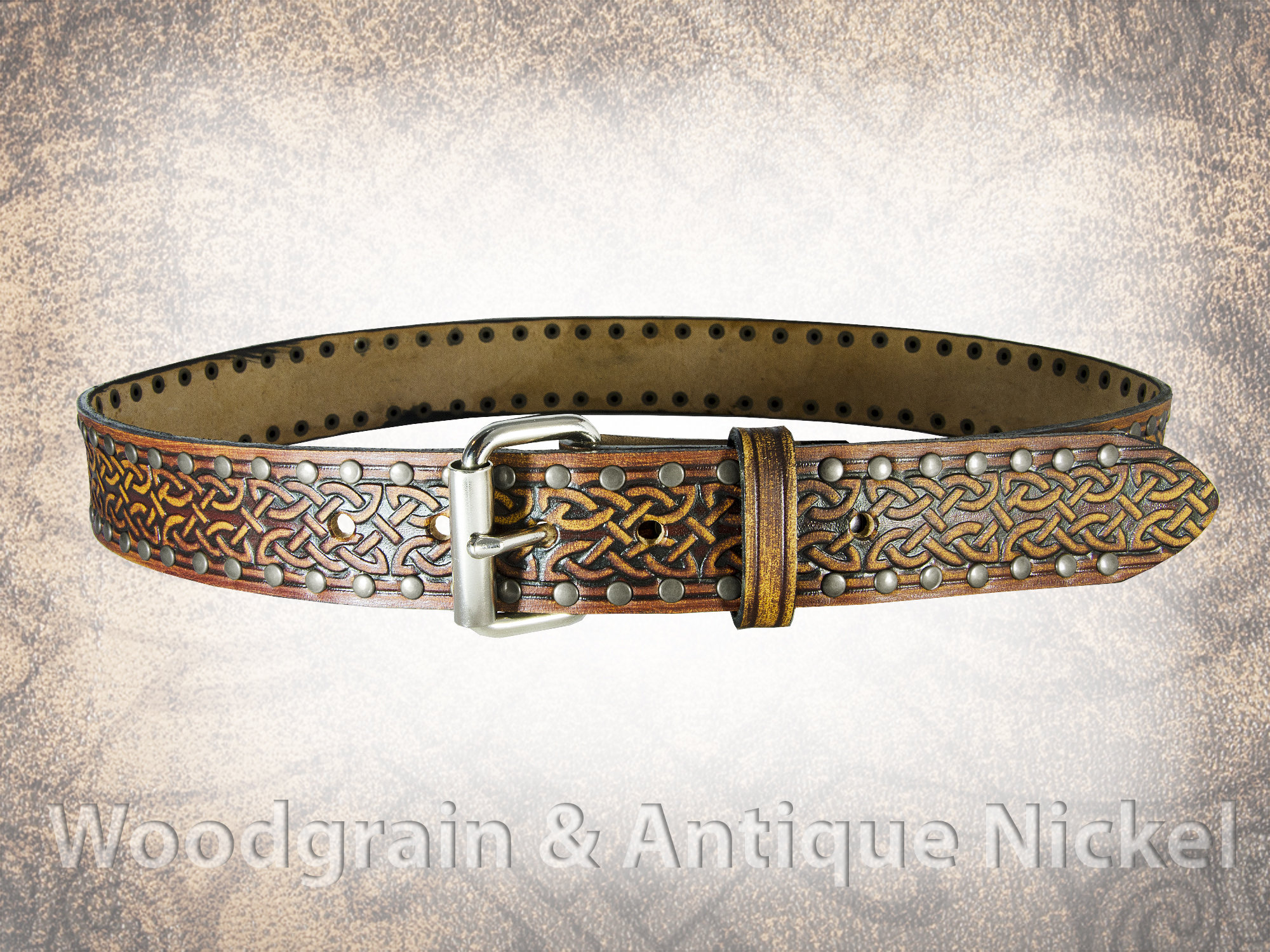 Handmade Celtic Leather Belt Riveted Celtic Eternity Knot Etsy
