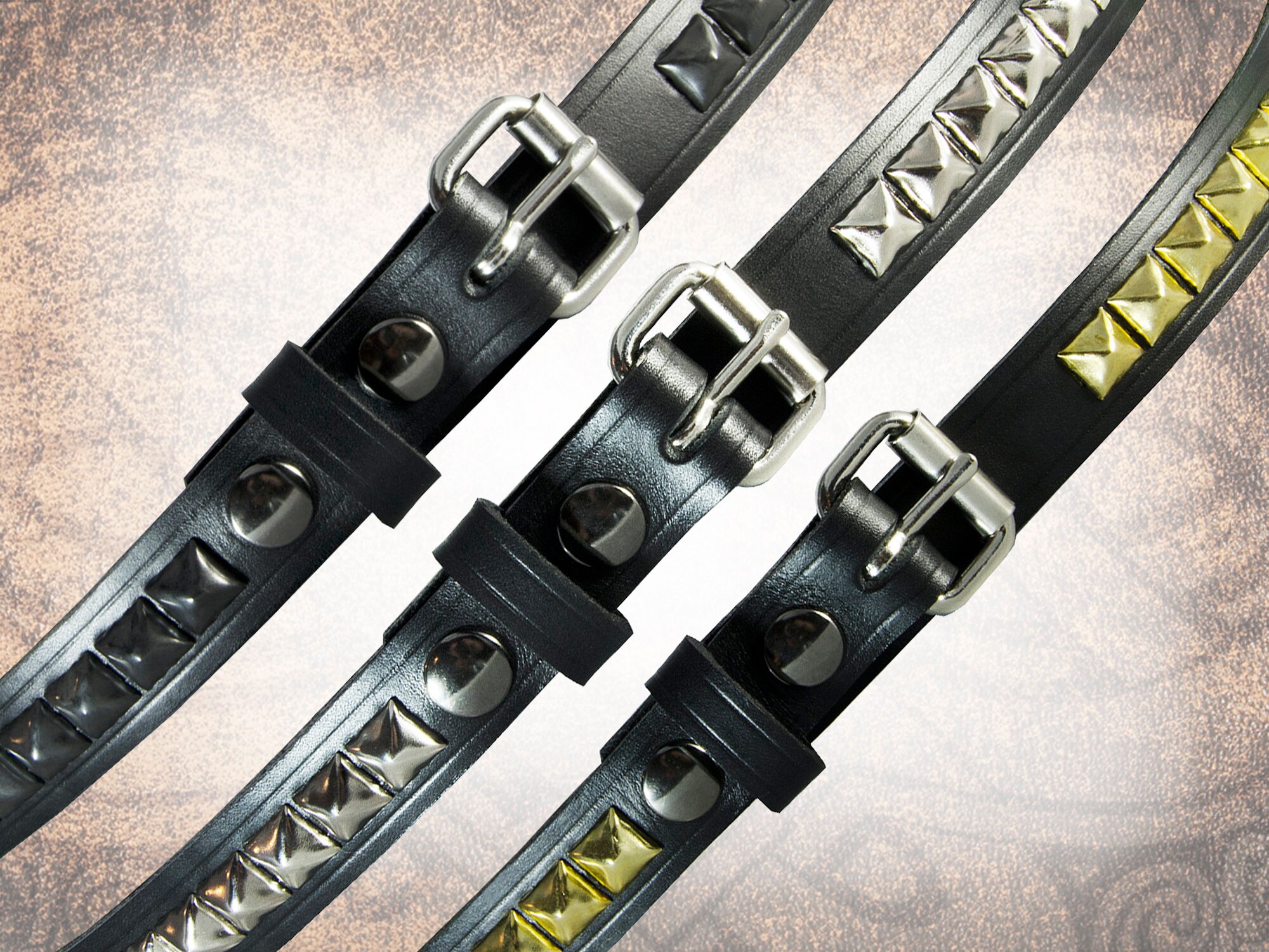 Handmade Studded Leather Belt - Narrow Pyramid Stud (1.0