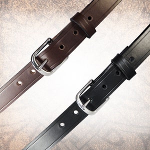 Cinto social de couro feito à mão – Simples estreito (1,0&quot;) – Cinto de couro italiano de grão integral feito à mão, formal minimalista, masculino e feminino
