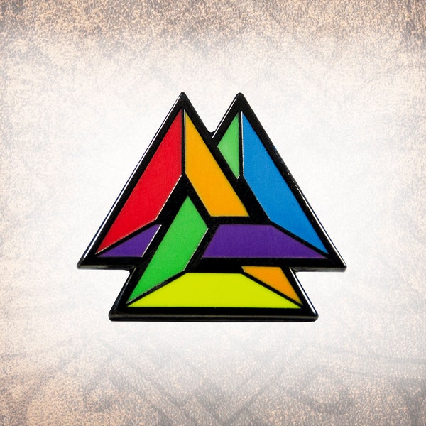 Enamel Pin - Pride Valknut - Hard Enamel Canadian-Made Norse Viking Odin's Knot LGBTQ LGBTQA+ Pride Flag Rainbow Asatru