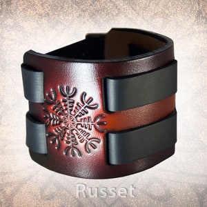 Norse Helm of Awe Handmade Leather Cuff Wristband Bracelet - Etsy