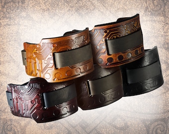 Wide Leather Cuff - Etsy