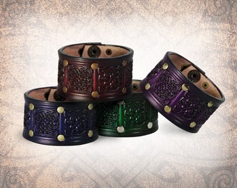 Celtic Sailor's Knot Leather Cuff - Handmade Leather Bracelet, Leather Wristband, Men's Cuff, Women's Bracelet
