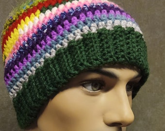 OOAK, Crochet,Upcycled Scrap Cap,Handmade,Unisex,Accessory,Fits most ,Colorful,Beanie,Colorful,Boho,Hippie,Vintage Style,Women,Men,Teens