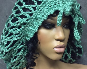 Crochet, Vintage Style Snood,Mint Green,Headband,Boho,Hippie,Dreadlocks Net,Hair Net,Women,Accessories,Headband