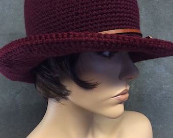 Crochet Fedora,Hat,Brown,Women,Handmade,Accessories, Winter Hats,Boho,Hippie,