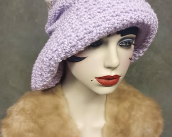 Crochet Cloche Hat: color called "Orchid"  1920s Style, Handmade