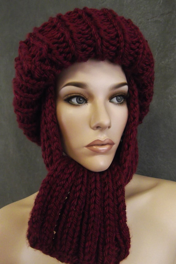 Hand Knit Burgundy Hat and Scarf Set: Winter Accessories - Etsy display picture 2