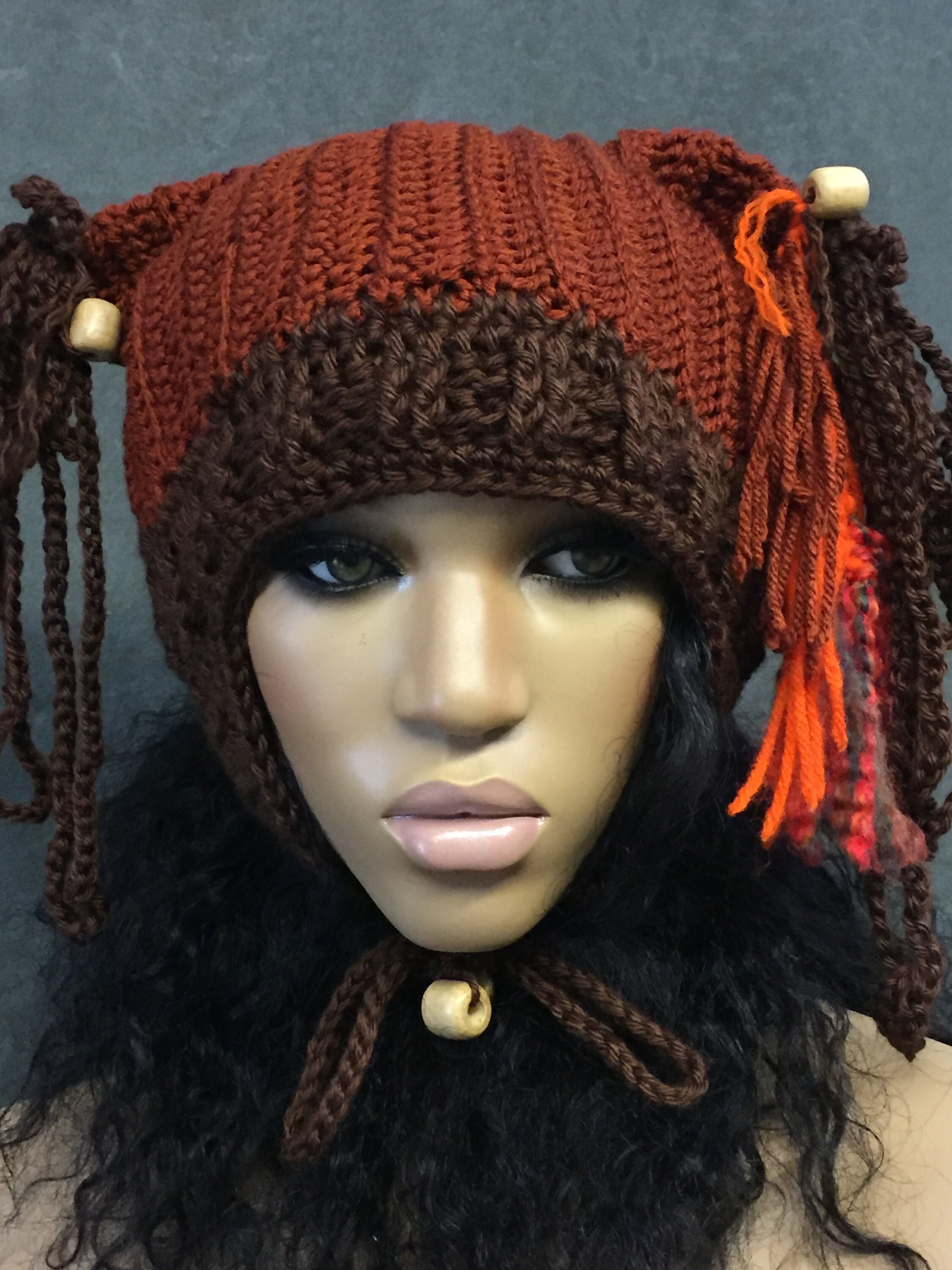 OOAK Crochet Earflap Hat,rust, Brown,orange,women,girls 