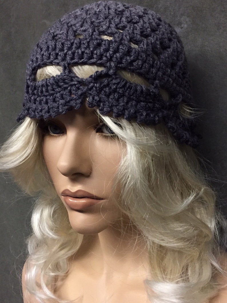 Crochet Juliette Cap,Shades of Gray,Skull Cap, Handmade, Boho,Hippie,Women,Accessories,Vintage-style,Beanie image 2