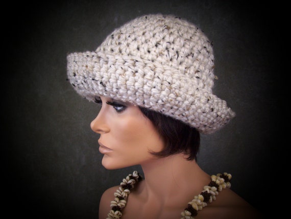 OOAK Crochet Hat, Cloche, Accessory,beige ,tweed ,women  display picture 2