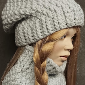 Crochet Slouchy & Cowl Set, Blue,Boho,Winter,Handmade, Children,Hat,Accessories,Unisex,Ready to Ship
