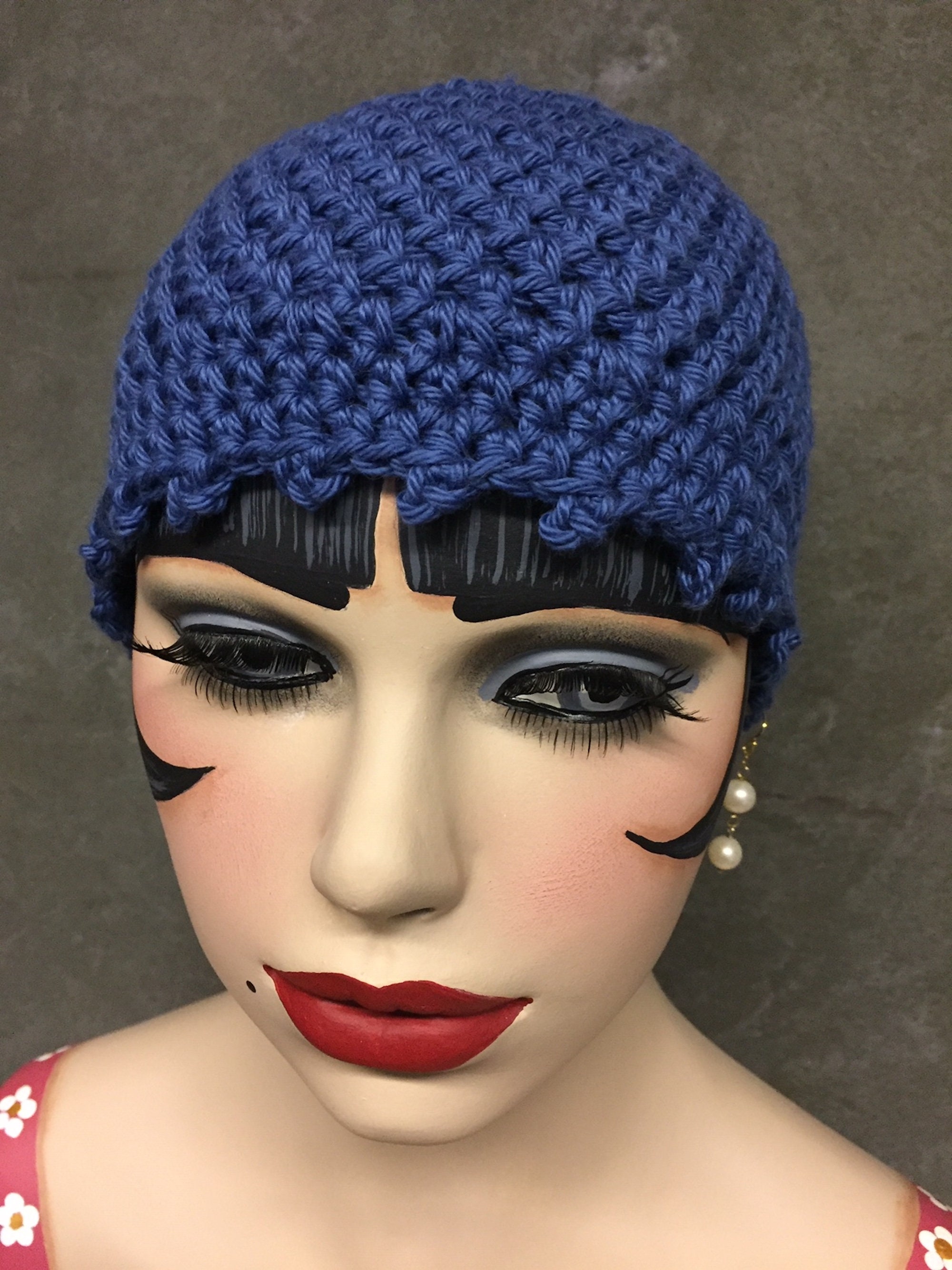 Handmade Crochet Cotton Skull Cap: Blue Boho Beanie - Etsy