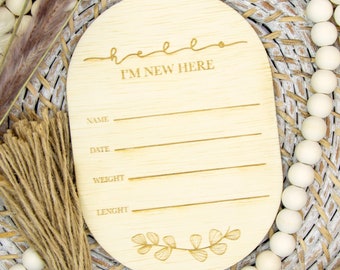 Signo de anuncio de nacimiento de madera bebé, anuncio del nombre del bebé, signo de nombre del hospital, signo de madera del nombre del recién nacido, regalo de baby shower para recién nacido