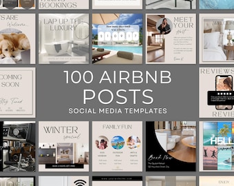 Szablony postów w mediach społecznościowych Airbnb: 100 projektów Canva (PDF)