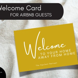Carte de bienvenue pour invité | Modèle de toile modifiable | Panneau de bienvenue Airbnb | Carte de bienvenue Staycation | de voeux de vacances | Modèle Airbnb