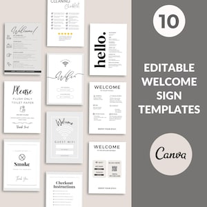 Airbnb Sign Bundle, Airbnb Welcome Signs, VRBO Sign Bundle, Canva Editable Template, Rental Home, Vacation Rental Sign, Wifi, Welcome Sign