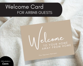 Modello di biglietto di benvenuto Airbnb: cartello modificabile per case vacanze (Canva)