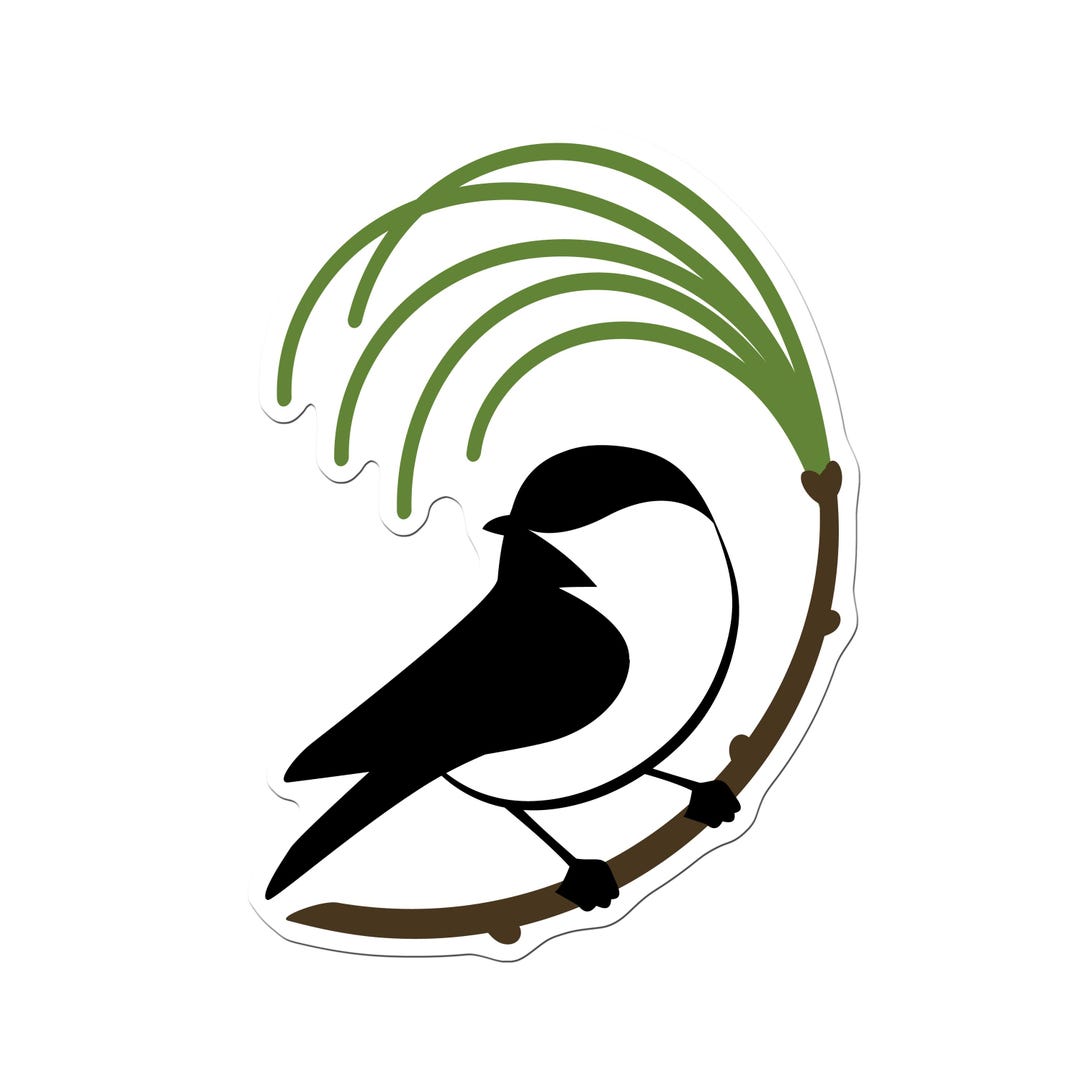 Chickadee and Pine Vinyl Sticker - Etsy